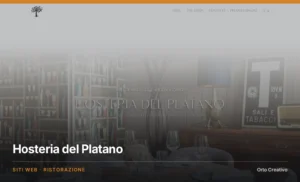 Hosteria del Platano — sito web del ristorante, pagina di apertura, realizzato da Orto Creativo