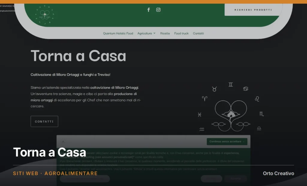 Torna a Casa — sito web dell'azienda agricola, home page, realizzato da Orto Creativo