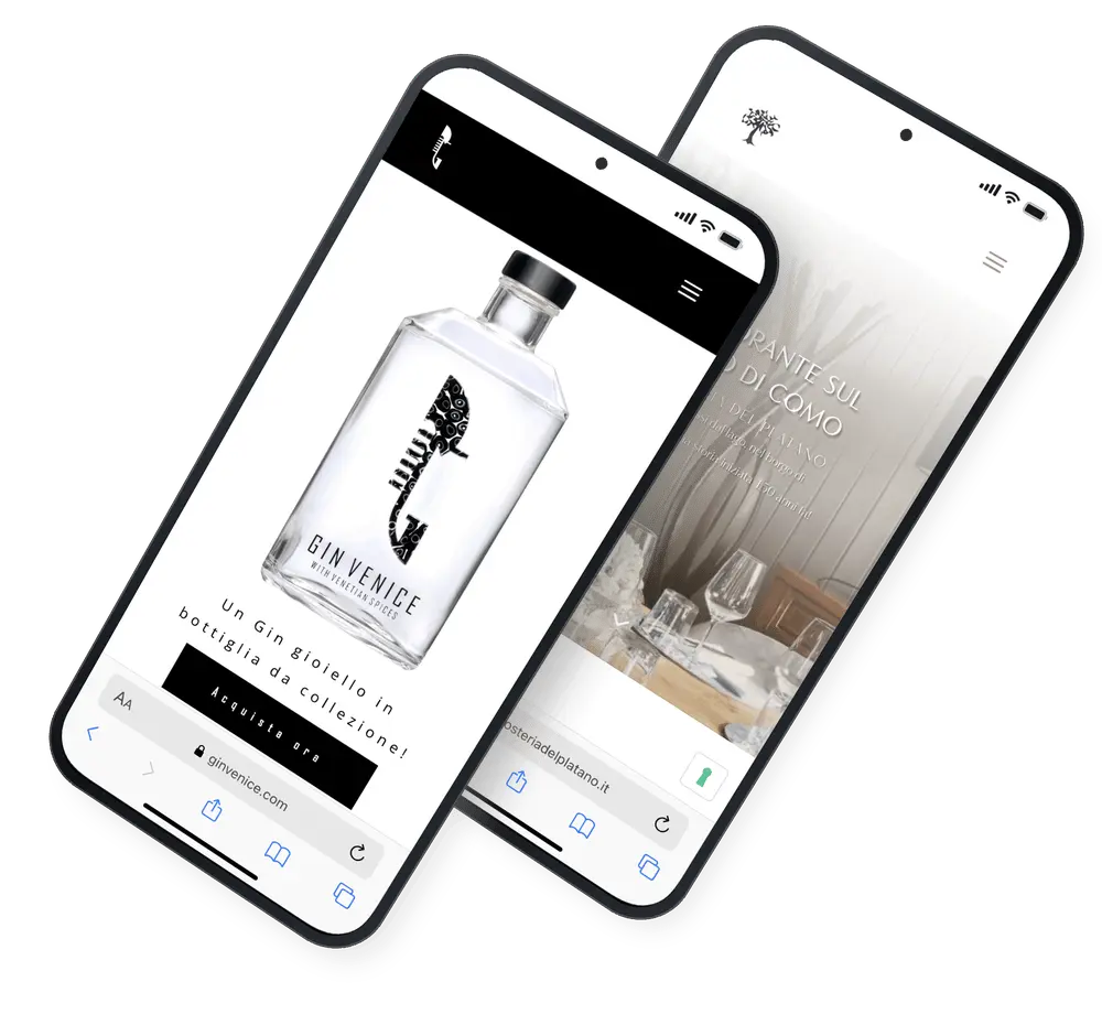 Siti web mobile realizzati da Orto Creativo: l'e-commerce Gin Venice e il sito dell'Hosteria del Platano